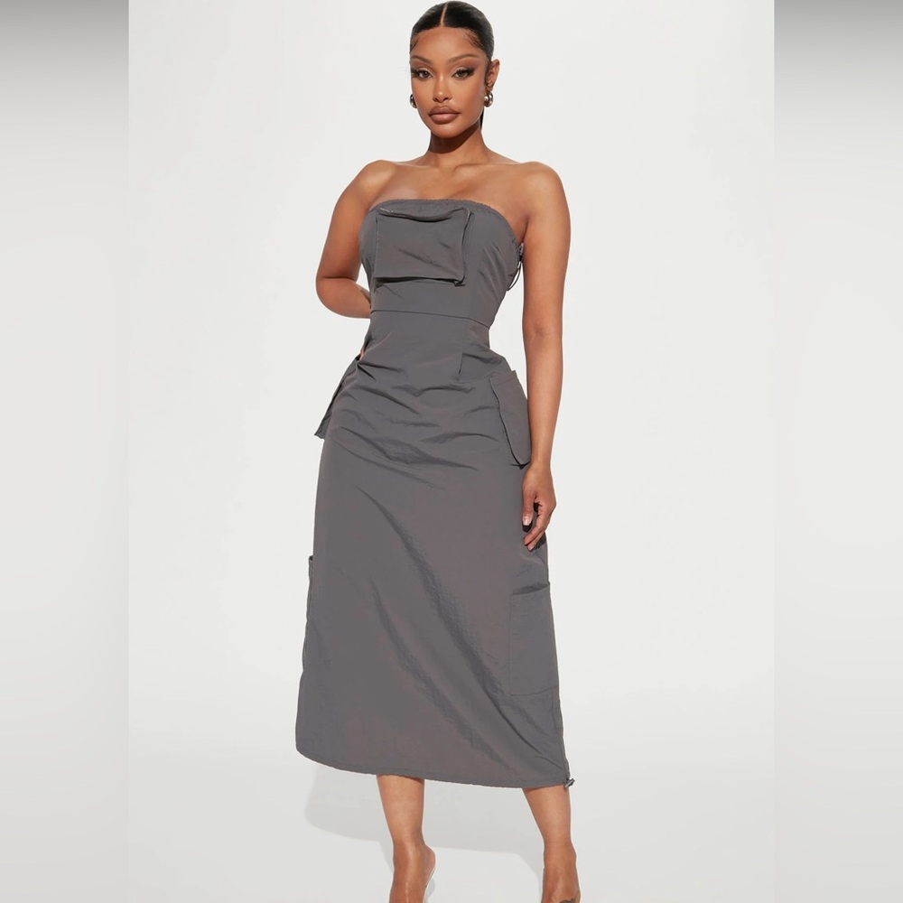 Fashion nova On The Go Cargo Midi Dress - Charcoal